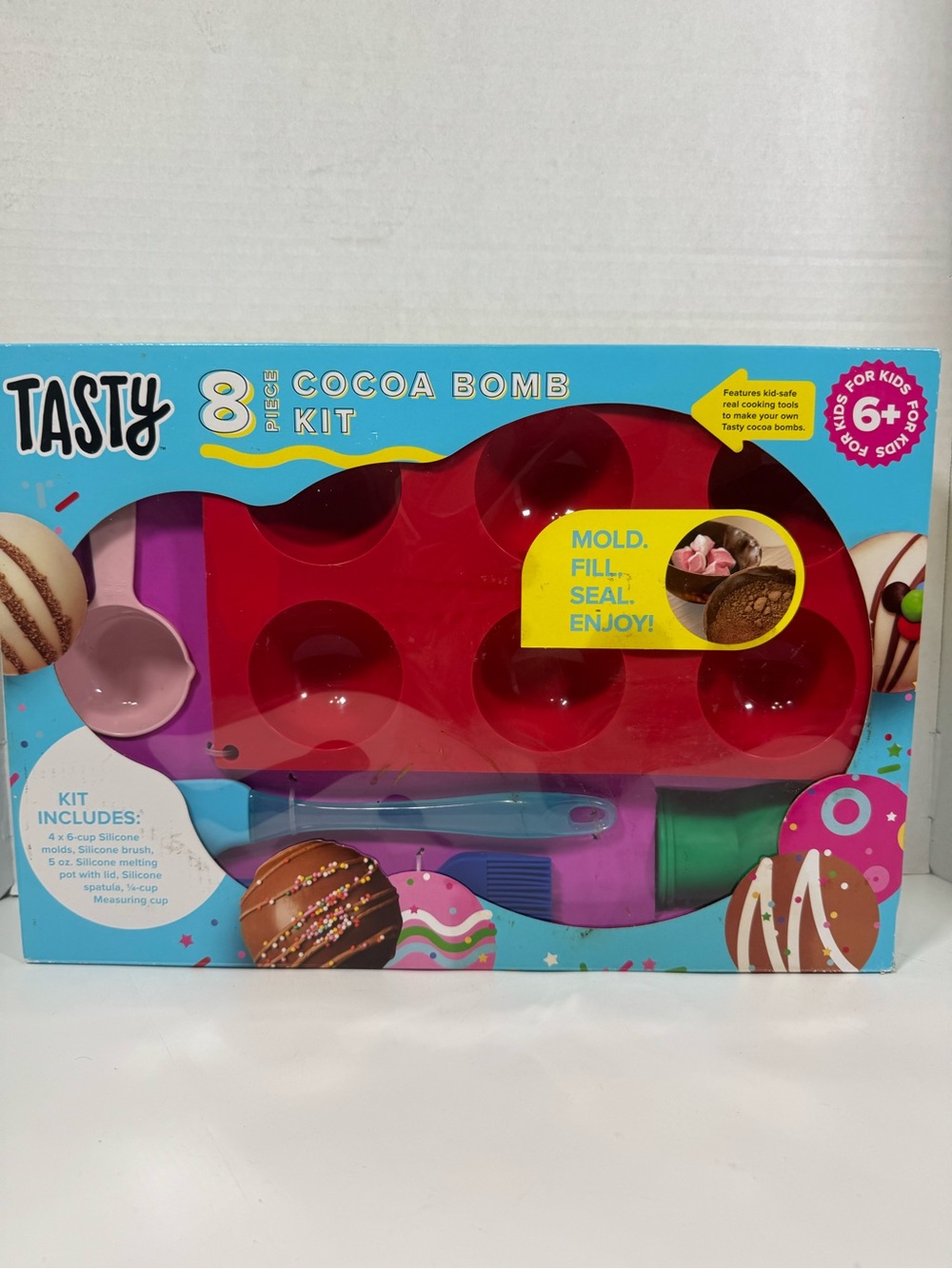 Tasty Cocoa Bomb Kit 8 Piece Kid-Safe Real Tools & Silicone Baking Tools New
